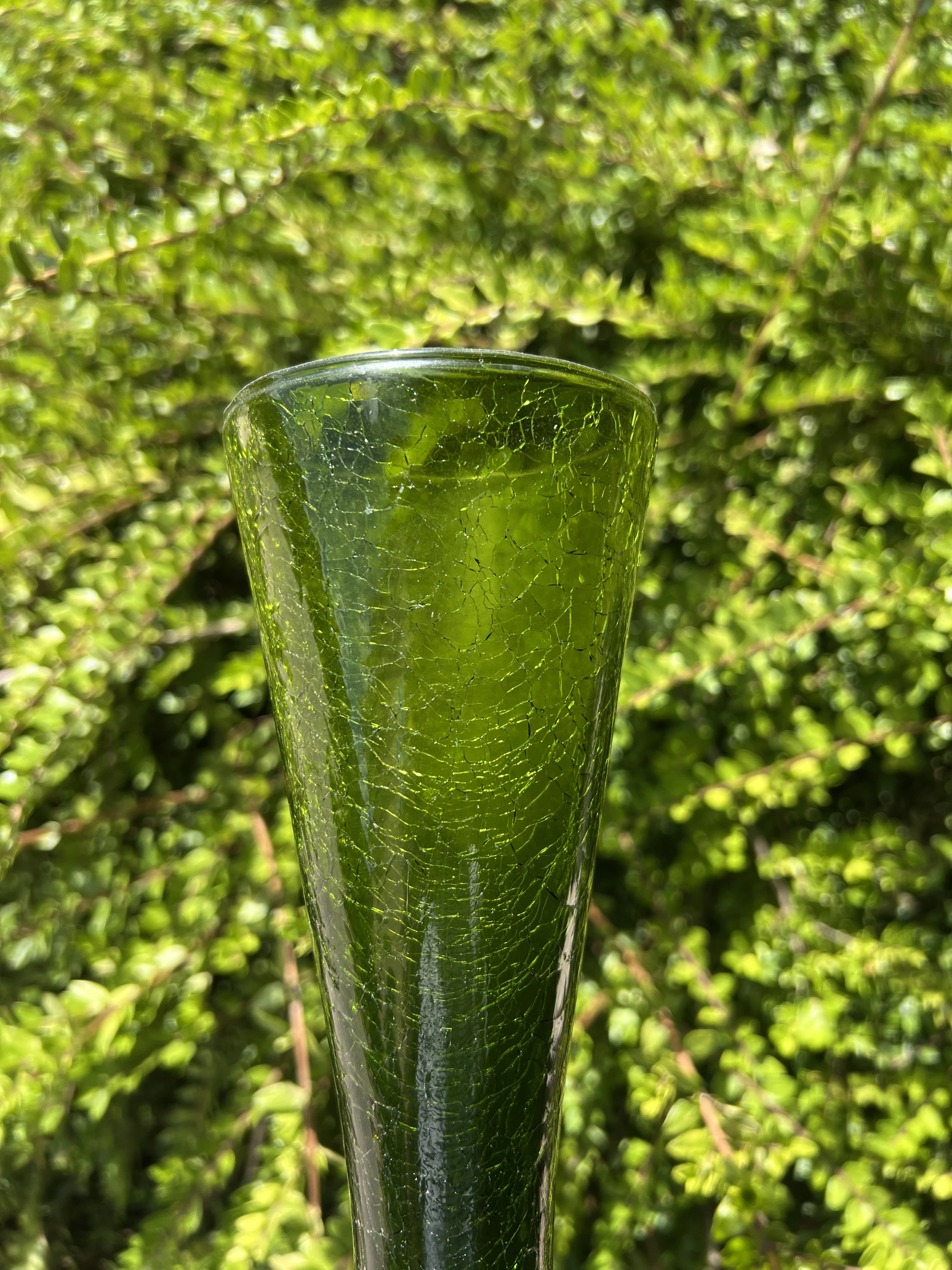 💚 Grote groene glazen vaas met craquelé effect 37 cm – Vintage design decoratie – photo 5